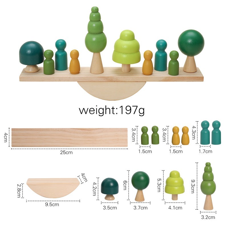 Montessori Balance-Wippe mit Holzsteinen