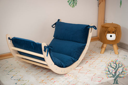 Holzwippe / Kletterbogen (M) mit Premium Auflage - Ideal für Kinder ab 1 Jahr - Förderung von Motorik und Fantasie