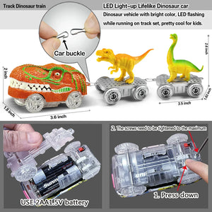 Dinosaurier Strecken Abenteuer – Flexible Rennbahn mit leuchtendem Zug