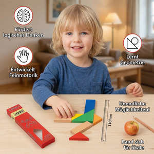Holz-Tangram Puzzle – Montessori Geometrie- & Lernspiel für Kinder