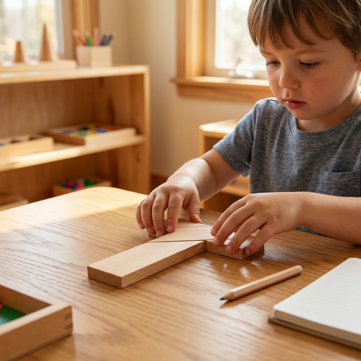 Holz-Tangram Puzzle – Montessori Geometrie- & Lernspiel für Kinder