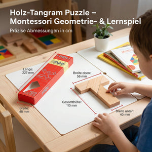 Holz-Tangram Puzzle – Montessori Geometrie- & Lernspiel für Kinder