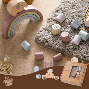Montessori Tier und Formen Spielsteine aus Holz