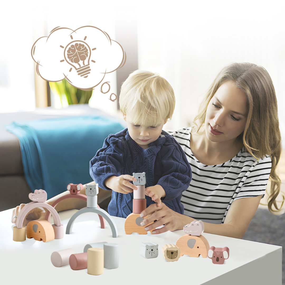 Montessori Tier und Formen Spielsteine aus Holz