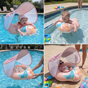 Schwan Baby-Schwimmring mit Sonnendach – Aufblasbarer Sitzring für sicheren Badespaß