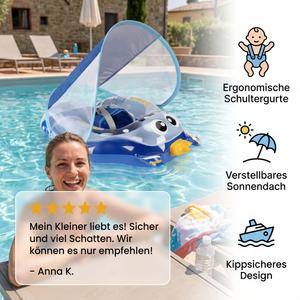 Aufblasbarer Baby-Schwimmring mit Schultergurten & Sonnendach – Sicherer Pool-Sitz für Babys