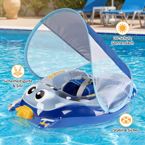 Aufblasbarer Baby-Schwimmring mit Schultergurten & Sonnendach – Sicherer Pool-Sitz für Babys