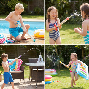 Kinder Wasser Spritz Blaster – Handliches Zieh-Spritz Spielzeug für draußen