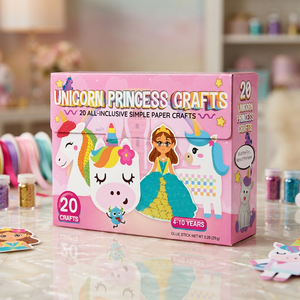 Kinder-Papierbastelbox – 20 einfache DIY-Bastelprojekte für Kinder von 3–10 Jahren mit Klebestift, Klebeband und Umschlägen