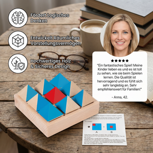 Holzpuzzle mit geometrischen Mustern – Spiel zur Förderung von Logik und räumlichem Denken