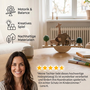 Montessori Balance-Wippe mit Holzsteinen