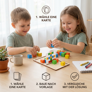 3D-Puzzle-Spiel mit Bausteinen zum Farbabgleich