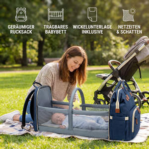 3-in-1 Reise Wickelrucksack mit faltbarem Babybett - Perfekt für Unterwegs!