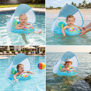 Baby-Schwimmring mit Sonnenschutz – Aufblasbarer Sitzring für sicheren Badespaß