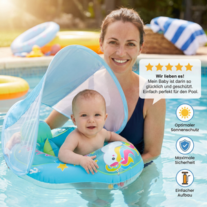 Baby-Schwimmring mit Sonnenschutz – Aufblasbarer Sitzring für sicheren Badespaß