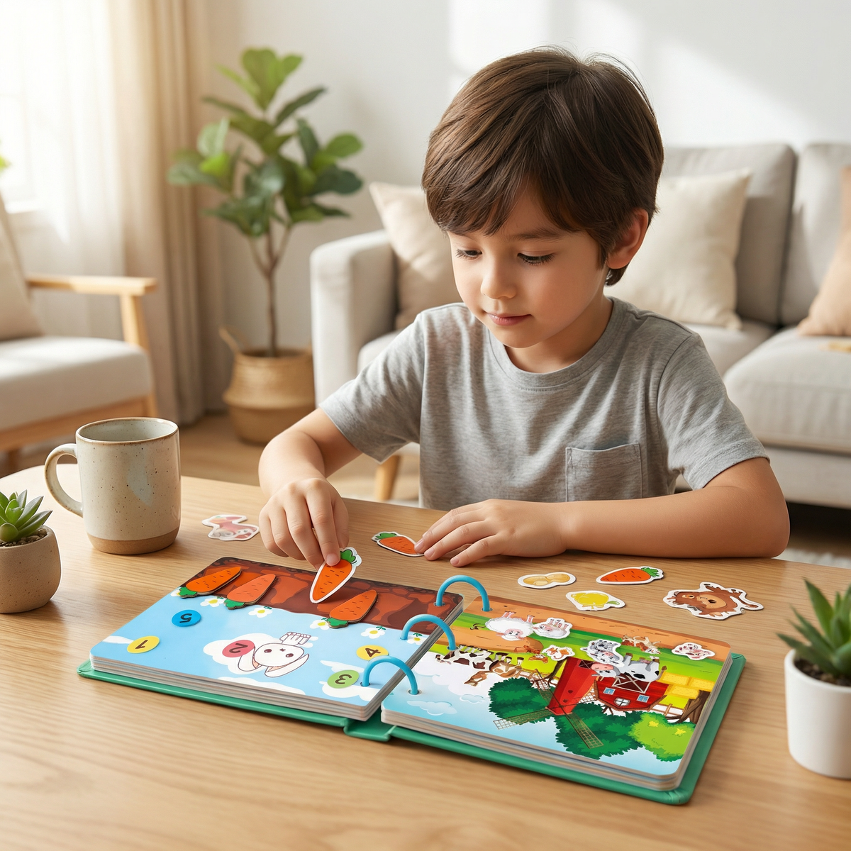 Montessori Sticker-Buch für Kinder – Wiederverwendbares Lern- & Beschäftigunsbuch