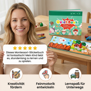 Montessori Sticker-Buch für Kinder – Wiederverwendbares Lern- & Beschäftigunsbuch