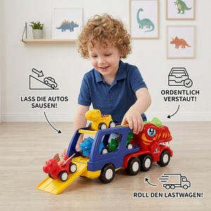 Spielzeugset „Dinosaurier-Transporter“ mit Mini-Dino-Autos