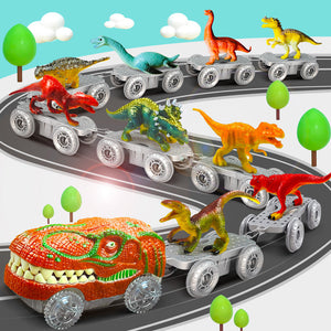 Dinosaurier Strecken Abenteuer – Flexible Rennbahn mit leuchtendem Zug