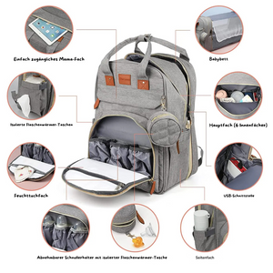 2-in-1 Baby Rucksack mit integriertem Wickelbett
