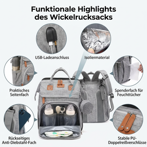 3-in-1 Reise Wickelrucksack mit faltbarem Babybett - Perfekt für Unterwegs!