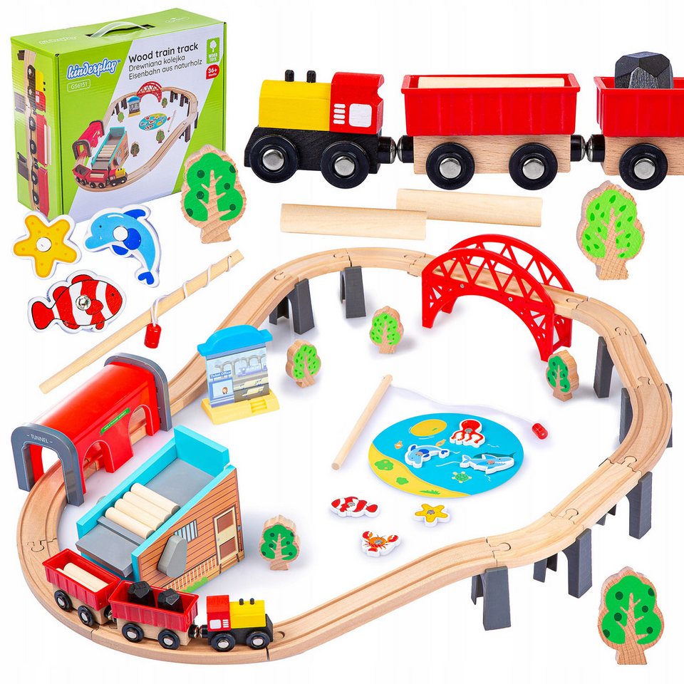 Green Series Spielzeug-Zug Holzeisenbahn Set – Kreativer Spielspaß – Lernspielzeug für Kinder, (Set)