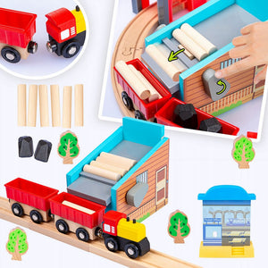 Green Series Spielzeug-Zug Holzeisenbahn Set – Kreativer Spielspaß – Lernspielzeug für Kinder, (Set)