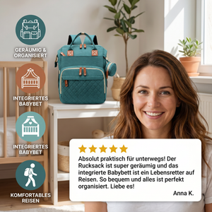 3-in-1 Reise Wickelrucksack mit faltbarem Babybett - Perfekt für Unterwegs!