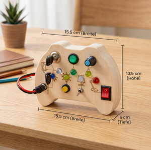LED Controller Busy Board aus Holz – Montessori Lernspielzeug zur Förderung von Motorik