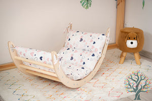 Holzwippe / Kletterbogen (M) mit Premium Auflage - Ideal für Kinder ab 1 Jahr - Förderung von Motorik und Fantasie