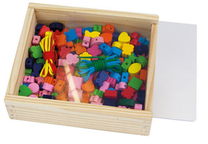 Lena® Kreativset Holzkiste mit Holzperlen, Made in Europe