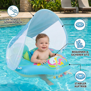 Aufblasbarer Baby-Schwimmring mit Sonnendach – Sicherer Pool-Sitz für Babys