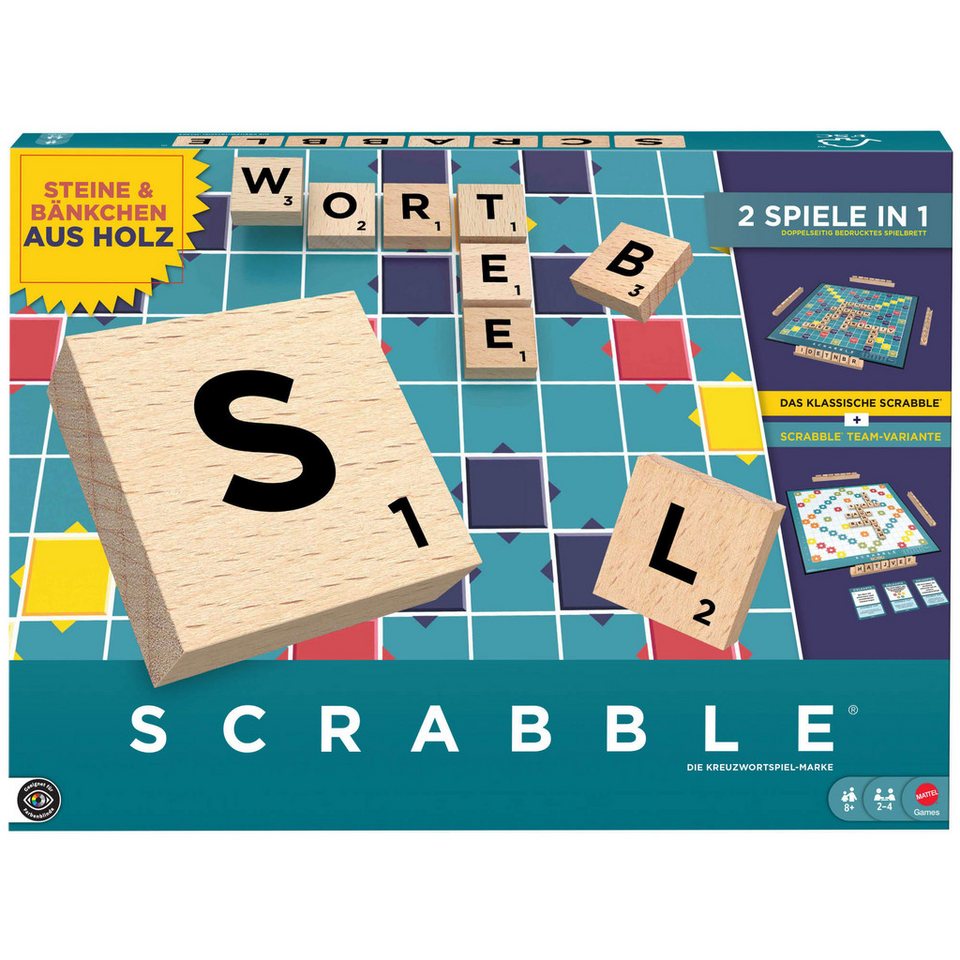 Mattel games Spiel Scrabble Original Holz “2 in 1”