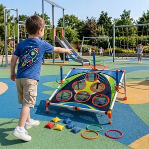 2in1 Cornhole & Ringe Wurfspiel Set – Einfach Aufzubauen, Perfekt für Garten & Reisen