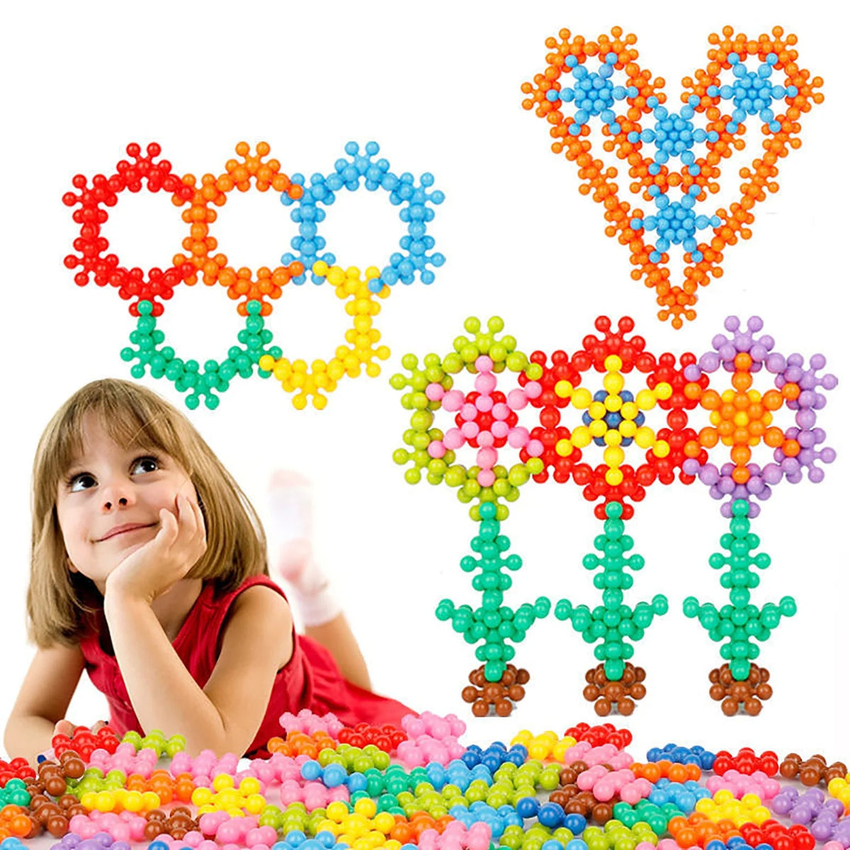 Montessori Schneeflocken Bausteine