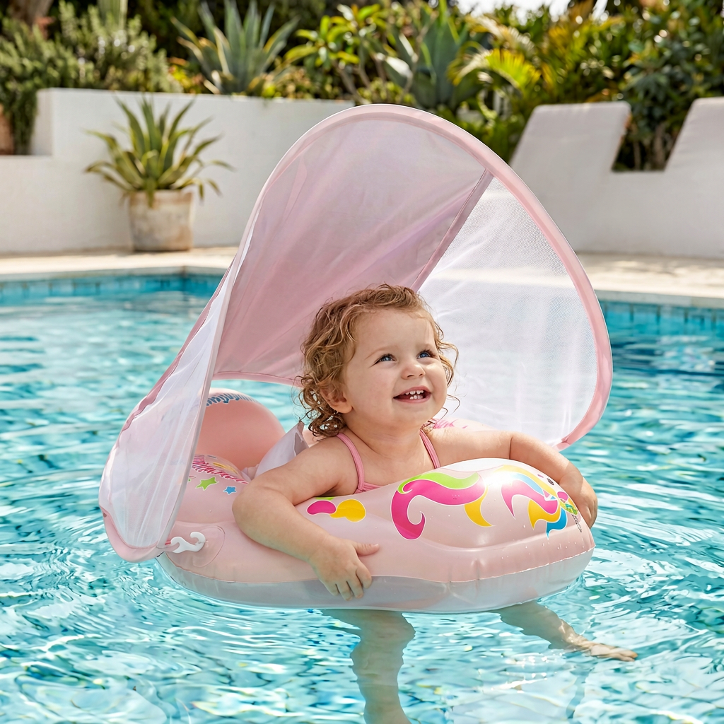 Baby-Schwimmring mit Sonnenschutz – Aufblasbarer Sitzring für sicheren Badespaß