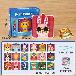 Flauschiges Pompon-Tier-Bastel- & Malset