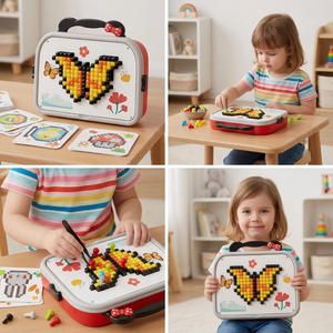 Montessori-Mosaik-Puzzle-Set für Kinder mit Pilzen und Steckstiften