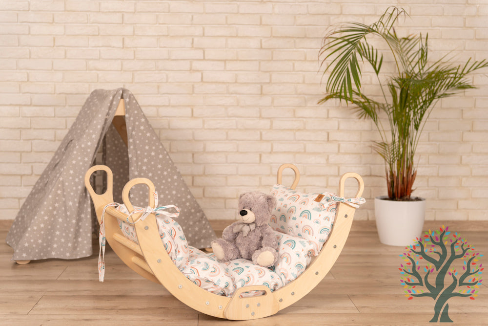 Wippe/Kletterbogen (L) mit klappbarer Funktion und Premium Auflage – Entspannung und Komfort für Kinder ab 1 Jahr