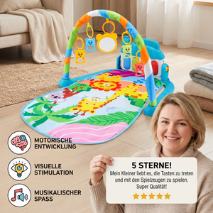 Baby Musik-Spielbogen mit Piano – Interaktive Sensorik Krabbeldecke für 0-24 Monate