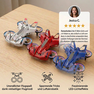 2-in-1 ferngesteuerte Flug-Drohne & Stunt-Rennwagen