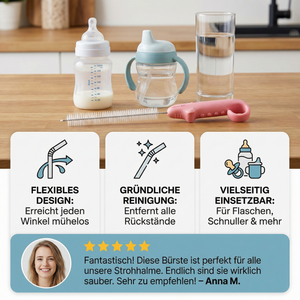 Flexible Strohhalm-Reinigungsbürste – Langer Schlauchreiniger für Flaschen, Schnuller & Trinkbecher