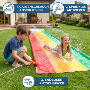 Regenbogen Wasserrutsche – Aufblasbare Outdoor Rutsche für Kinder & Familie