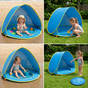Pop-Up Baby Strandzelt mit integriertem Pool & UV-Schutz – Tragbarer Sonnenschutz für Kinder