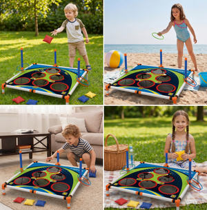 2in1 Cornhole & Ringe Wurfspiel Set – Einfach Aufzubauen, Perfekt für Garten & Reisen