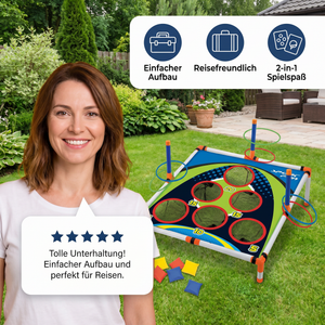 2in1 Cornhole & Ringe Wurfspiel Set – Einfach Aufzubauen, Perfekt für Garten & Reisen