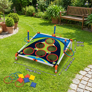 2in1 Cornhole & Ringe Wurfspiel Set – Einfach Aufzubauen, Perfekt für Garten & Reisen