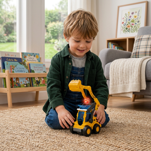 Interaktiver leuchtender Baustellen-Bulldozer mit Ballwerfer für Kinder