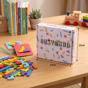 Familienspiel: Holzpuzzle zum Zuordnen von Formen