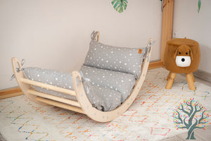 Holzwippe / Kletterbogen (M) mit Premium Auflage - Ideal für Kinder ab 1 Jahr - Förderung von Motorik und Fantasie